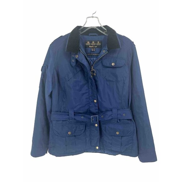 Barbour Jackets & Blazers - Barbour Blue Navy Blue Belted Utility Jacket Sz 12